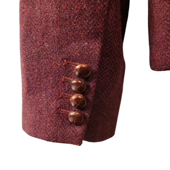 L.L.Bean, Vintage Wool Blazer, Woven Wool w/ Subtle Herringbone, 3 Buttons, W-14 - Picture 3 of 5